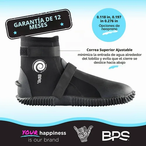 Vista 2 de BPS Botas de Buceo con Suela de Goma Antideslizante para Deportes Acuáticos 3mm 5mm 7mm Botas de Neopreno para Buceo, Esnórquel, Surf, Rafting