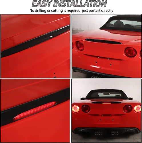 Vista 6 de Lcojicep Funda de cubierta de luz de freno trasera montada en alto para automóvil Compatible con Chevrolet Corvette C6 2005-2013, parche decorativo