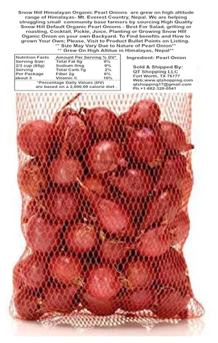 Vista 2 de Snow Hill Cebollas perladas rojas orgánicas frescas del Himalaya, 2 bolsas de 10 onzas, producto del monte Everest Country, Nepal, entrega en 2-3
