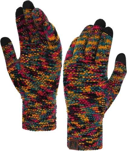 Vista 9 de FZ FANTASTIC ZONE Guantes de invierno con pantalla táctil para mujer para clima frío, guantes de punto cálidos de chenilla Beige