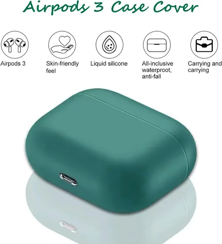 Vista 3 de Funda compatible con Airpods 3, funda de silicona suave, sin llavero para AirPods de 3ª generación, funda protectora ultrafina de 0.069 pulgadas
