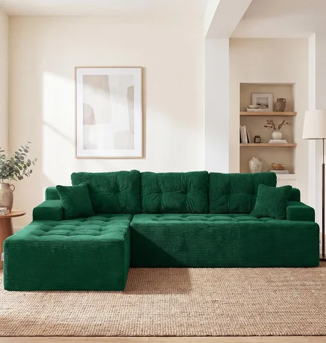 Vista 82 de Hobestluk - Sofá modular sin hueso, sofá seccional en forma de L 96" Right Facing Chaise Black,Memory Foam,Removable Cover,Non-slip Bottom,No