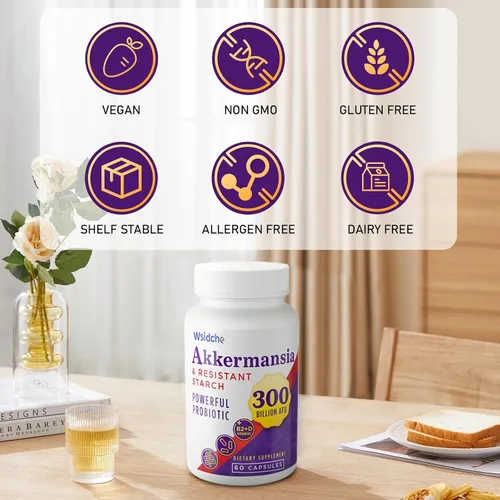 Vista 5 de 300 mil millones de probióticos AFU Akkermansia Suplemento para mujeres y hombres, Akkermansia Muciniphila para Akkermansia, digestivo, intestino