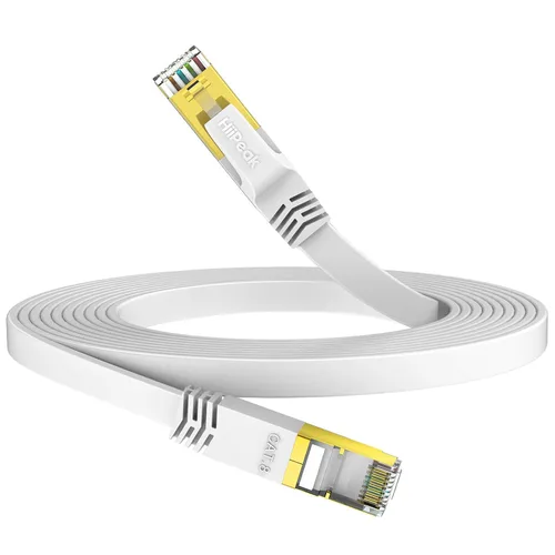 Vista 10 de HiiPeak Cable Ethernet Cat 8 de 3 pies, cable de Internet trenzado plano de nailon, cable LAN de red de alta velocidad de 40 Gbps, cable RJ45