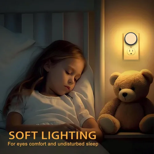 Vista 2 de Luces nocturnas enchufables a la pared, luz nocturna con sensor de atardecer a amanecer, blanco suave de 3000 K, luz nocturna compacta para niños