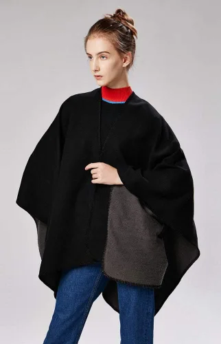 Vista 6 de Hycurey Poncho de cachemira sintética de punto para mujer, talla grande, chal, cárdigans, suéter