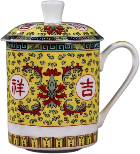 Vista 9 de Práctico sistema de elaboración de té chino gongfu en hebras y de café, para uso doméstico, en viajes y en la oficina, de porcelana de hueso, taza