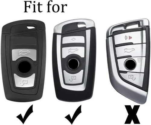 Vista 2 de ontto Funda para llavero BMW con llavero de aleación de zinc de metal, piel para llave de cuero, compatible con BMW 1 3 4 5 6 Series, Negro-S