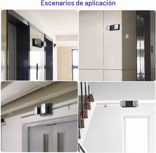 Vista 6 de GZRUIYANG Luces de emergencia con batería de respaldo, accesorios de iluminación de emergencia comerciales LED de dos cabezales ajustables Negro
