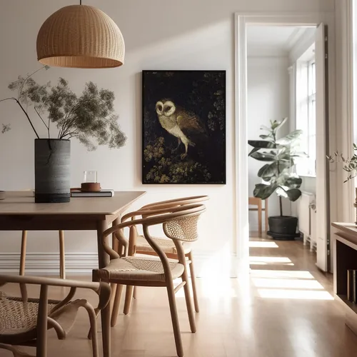Vista 5 de Poster Master Póster vintage de búho – Impresión de pintura retro de búho – Arte Moody – Arte de pájaro – Gran regalo para hombres, mujeres, amantes