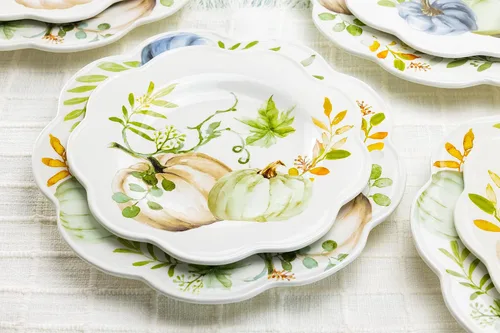 Vista 8 de Potter's Studio - Juego de 4 platos surtidos de 8.5 pulgadas para ensalada/postre de calabaza otoñal
