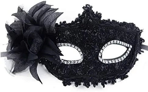Vista 4 de 7Queen Máscara de mujer y hombre con diamantes de imitación para parejas Mardi Gras