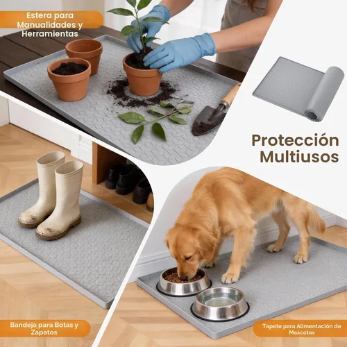 Vista 7 de TRZZ Tapete de silicona impermeable para debajo del fregadero de 34 x 22 pulgadas, bandeja de goteo y forro de gabinete para cocina y baño, evita