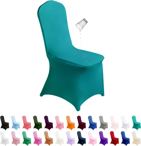 Vista 16 de SUPERO Funda impermeable de poliéster y elastano para silla (100 unidades, color negro) - Fundas elásticas para sillas de comedor, protector