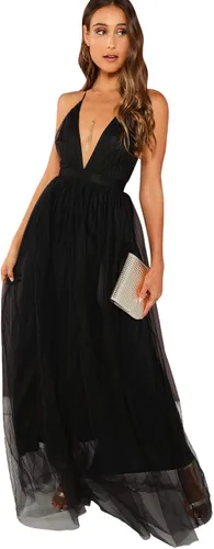 Vista 5 de Floerns - Vestido largo de cóctel con tirantes delgados y escote profundo para mujer