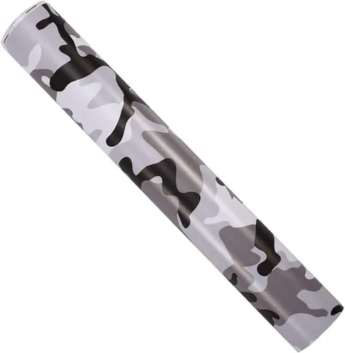 Vista 3 de Queenbox Rollo de vinilo autoadhesivo con estampado de camuflaje de PVC, 19.7 x 39.4 in, color blanco y negro
