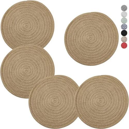 Vista 11 de Salvamanteles para platos calientes, ollas y sartenes, almohadillas calientes de 8 pulgadas, 5 piezas, soportes para ollas para cocina, tapete