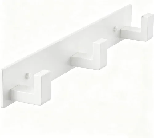 Vista 33 de PMMASTO Perchero montado en la pared, 3 ganchos de pared en forma de T para colgar, riel de ganchos para abrigos de acero inoxidable resistente