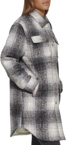 Vista 3 de Levi's Chaqueta larga con forro de sherpa de mezcla de lana para mujer