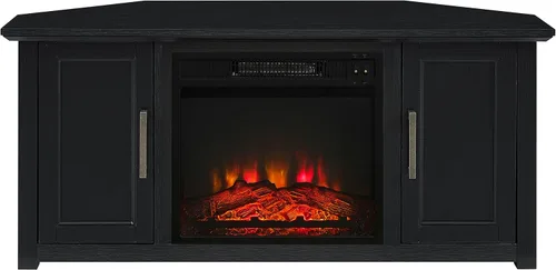 Vista 4 de Crosley Furniture Camden - Soporte esquinero para TV de más de 50 pulgadas, centro de entretenimiento con estantes de almacenamiento, color negro