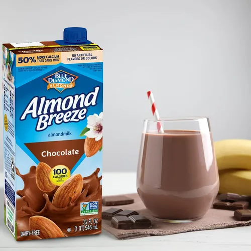 Vista 3 de Almond Breeze - Leche de almendra sin lácteos, chocolate, 32 onzas líquidas (paquete de 12)