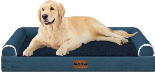 Vista 100 de NANUYA - Cama ortopédica para perros de tamaño mediano/grande, lavable: Camas con almohada para perros de tamaño mediano/grande, sofá de espuma