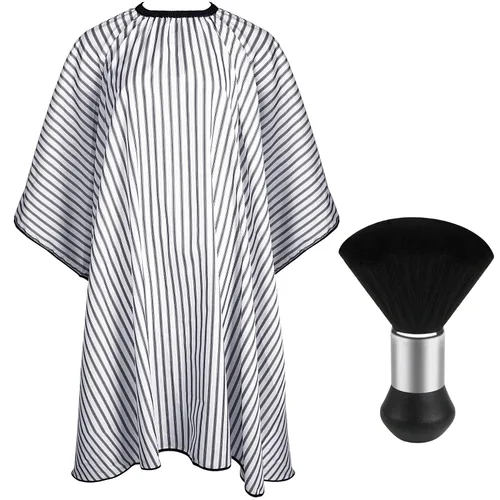 Vista 18 de FEBSNOW Capa de Barbero Impermeable Profesional para Corte de Cabello Cepillo Quitapelusas de Cuello para Corte de Pelo Verde Militar Salón Barba