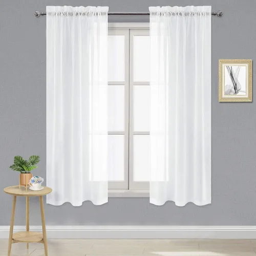 Vista 89 de DWCN Cortinas Transparentes Aqua de Voile Semitransparente con Bolsillo para Barra para Dormitorio y Sala de Estar, 36 x 36 pulgadas de Largo, Juego