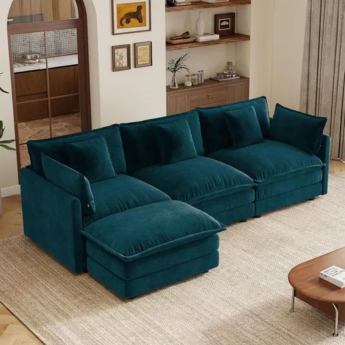 Vista 21 de Sofá modular de 76 pulgadas, sofá biplaza beige de 2 plazas, cómodos asientos de felpilla de 25 pulgadas de profundidad con 2 almohadas