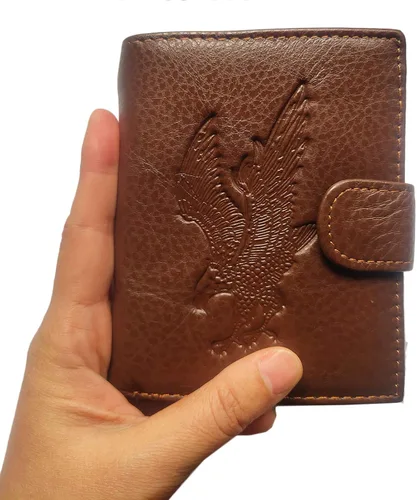 Vista 117 de Hombres Cool Eagle Wolf Caballo Totem Cuero Vaca Vertical Cartera Cremallera Multi-tarjeta Titular, Tótem de caballo, Minimalista