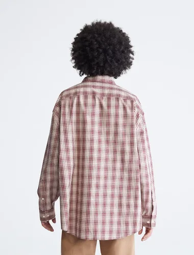Vista 2 de Calvin Klein Camisa abotonada a cuadros de ajuste holgado para hombre