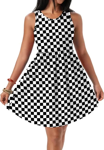 Vista 37 de HiMONE Vestidos de Vacaciones para Mujeres 2025 Vestido de Verano Vestidos Casuales de Verano para Mujeres Vestidos Casuales de Playa Petite Azul