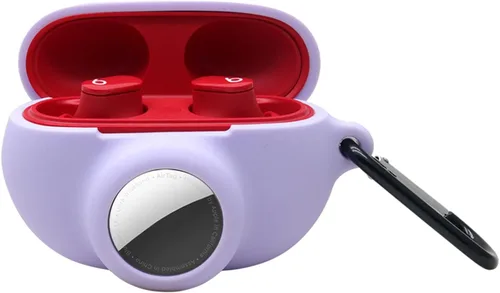 Vista 11 de Funda protectora de silicona compatible con Beats Studio Buds Airtag con soporte para Airtag, encuentra tu funda para auriculares, verde aguacate
