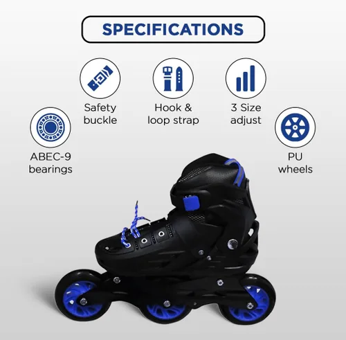Vista 3 de Endless EL1033 Inline Adjustable Skates Aluminium Chassis and 100 mm PU Three Wheels with ABEC 9 Bearings Indoor and Outdoor