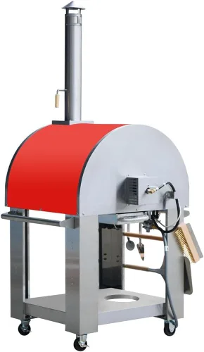 Vista 3 de KOSTCH Horno de pizza de gas propano y leña de 32.5 pulgadas para cocina al aire libre en acero inoxidable, horno grande para pizza para exteriores