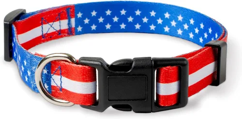 Vista 12 de Native Pup Collar de Perro con Bandera Americana - Rojo, Blanco y Azul - Collares Patrióticos para el 4 de Julio, EE.UU. - Ajustable para Perros