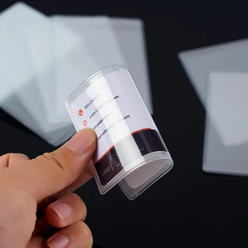 Vista 4 de 100 fundas protectoras impermeables para tarjetas de crédito, licencia, identificación, tarjeta de visita y seguridad social, fundas verticales