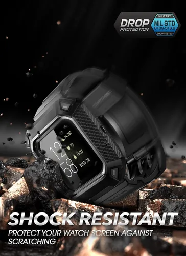 Vista 5 de Correa Supcase Unicorn Beetle Pro de repuesto para reloj Fitbit Versa 2, banda protectora para caja de reloj, Negro, SUP-Fitbit-Versa2-UBPro-Black