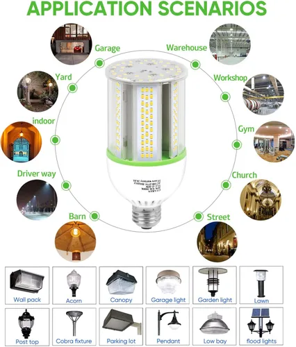 Vista 3 de Bombilla LED E26, Bombilla LED de Maíz de 20W, Bombilla Equivalente a 200W, Bombilla de Maíz de 2800 Lúmenes, Bombillas LED de Luz Blanca de Día