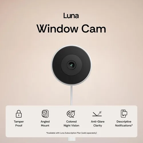 Vista 2 de Luna Window Camera, cámara de seguridad interior con cable de doble banda