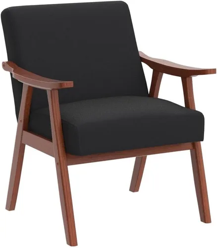 Vista 5 de Container Furniture Direct Silla decorativa con tapicería de microfibra y marco de madera maciza, muebles de sala de estar clásicos de mediados