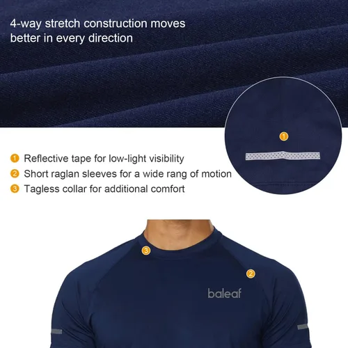 Vista 3 de baleaf Camisetas deportivas de manga corta para hombre de secado rápido