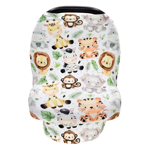 Vista 8 de Funda de lactancia para recién nacido, multiuso, para cochecito de bebé, unisex, para bebé, niño y niña (animal 2)