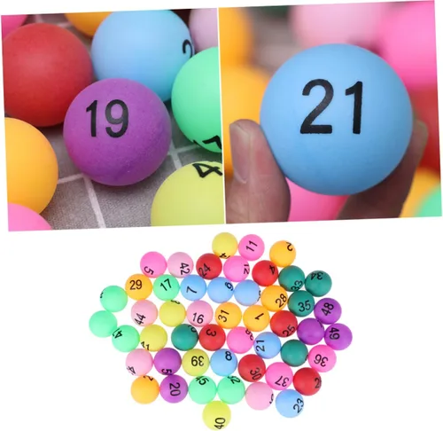 Vista 7 de 50 bolas de pong numeradas de 1.575 in de material de polipropileno para juegos de bingo y fiesta