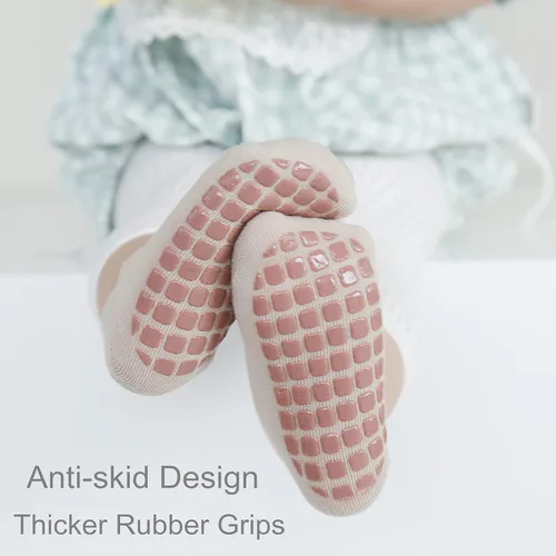 Vista 2 de BEHELE Calcetines antideslizantes para bebés recién nacidos calcetines antideslizantes con agarres antideslizantes unisex para niñas y niños