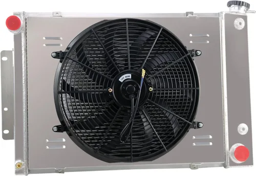Vista 2 de Ventilador de 3 filas de radiador para Chevy Camaro 67 68 69 Big Block Pontiac Firebird 23 pulgadas Radiador de repuesto para Chevy Camaro Pontiac