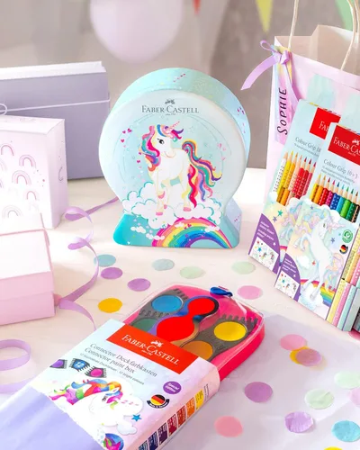 Vista 7 de Faber-Castell Conector de pluma de fibra Lata de globo de nieve - Diseño de unicornio