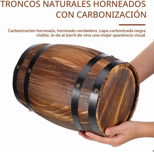 Vista 7 de Maceta de barril de madera de roble para envejecimiento de barril, barril de madera de roble para suculentas, pequeña cubeta de madera, maceta