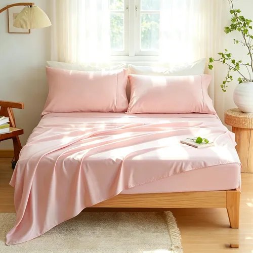 Vista 2 de Mohap - Juego de sábanas de microfibra cepillada, ropa de cama suave de lujo, resistente a la decoloración Rosa