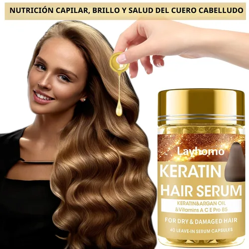 Vista 6 de Suero de tratamiento capilar de queratina, tratamiento de suero capilar para cabello seco dañado, cápsulas de aceite para el cabello con queratina